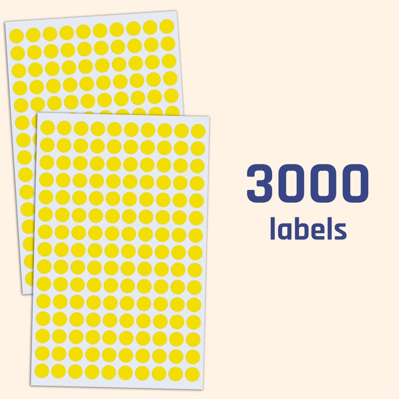 TownStix 3000 Pack  0.375"" Round Dot Stickers Circle Labels - Yellow - Image 3